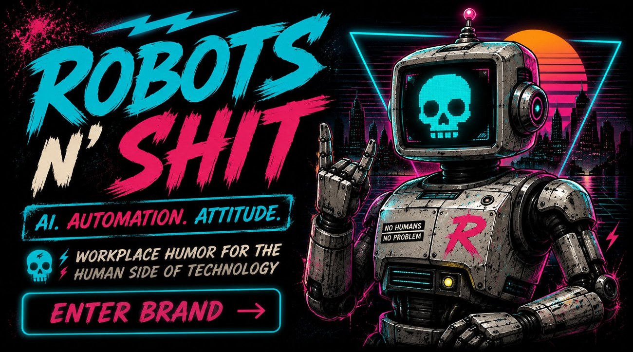 Robots N Shit — AI. Automation. Attitude. Workplace humor for the human side of technology.